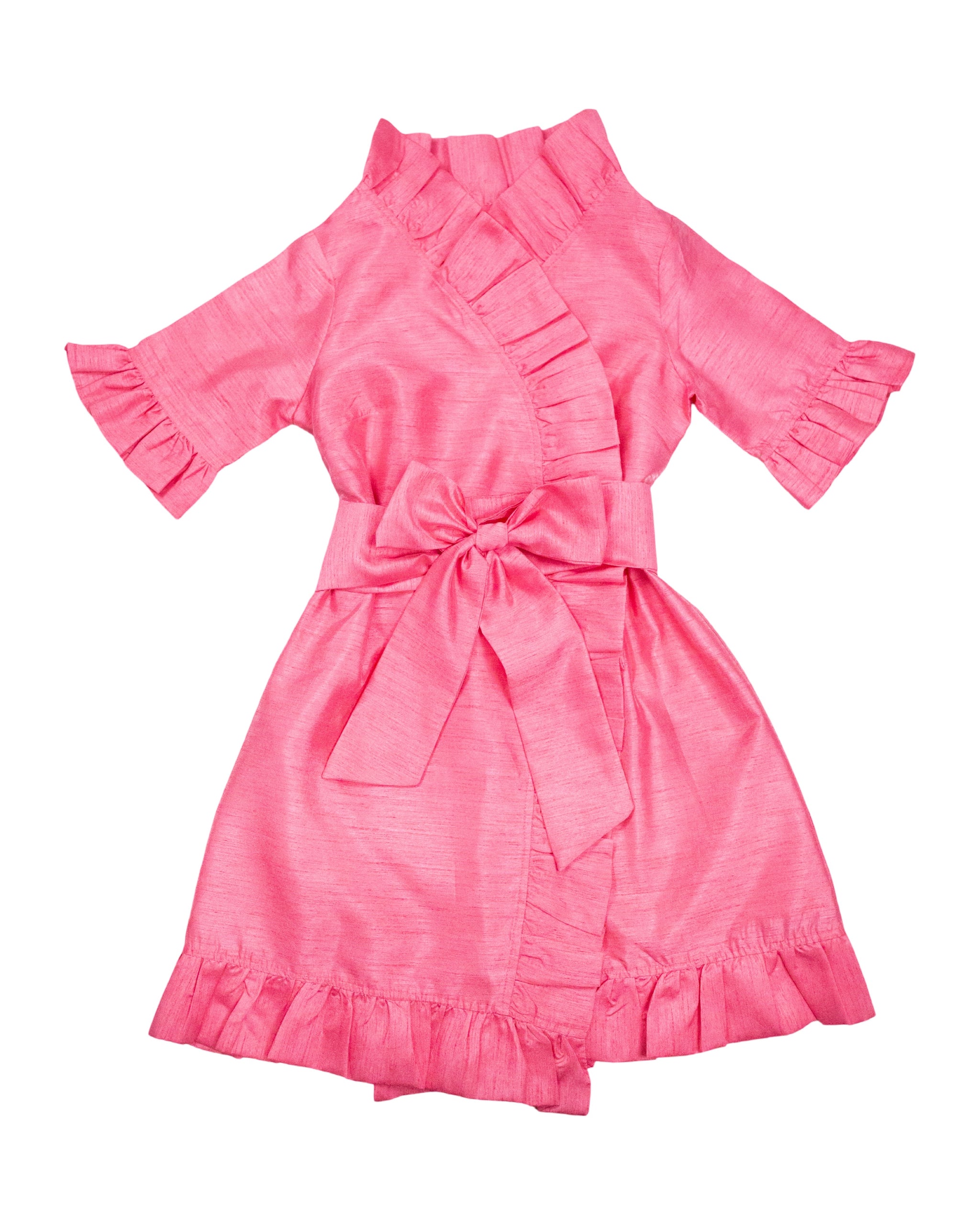 Anne Claire ruffle wrap dress in bubblegum pink – Elizabeth Wilson