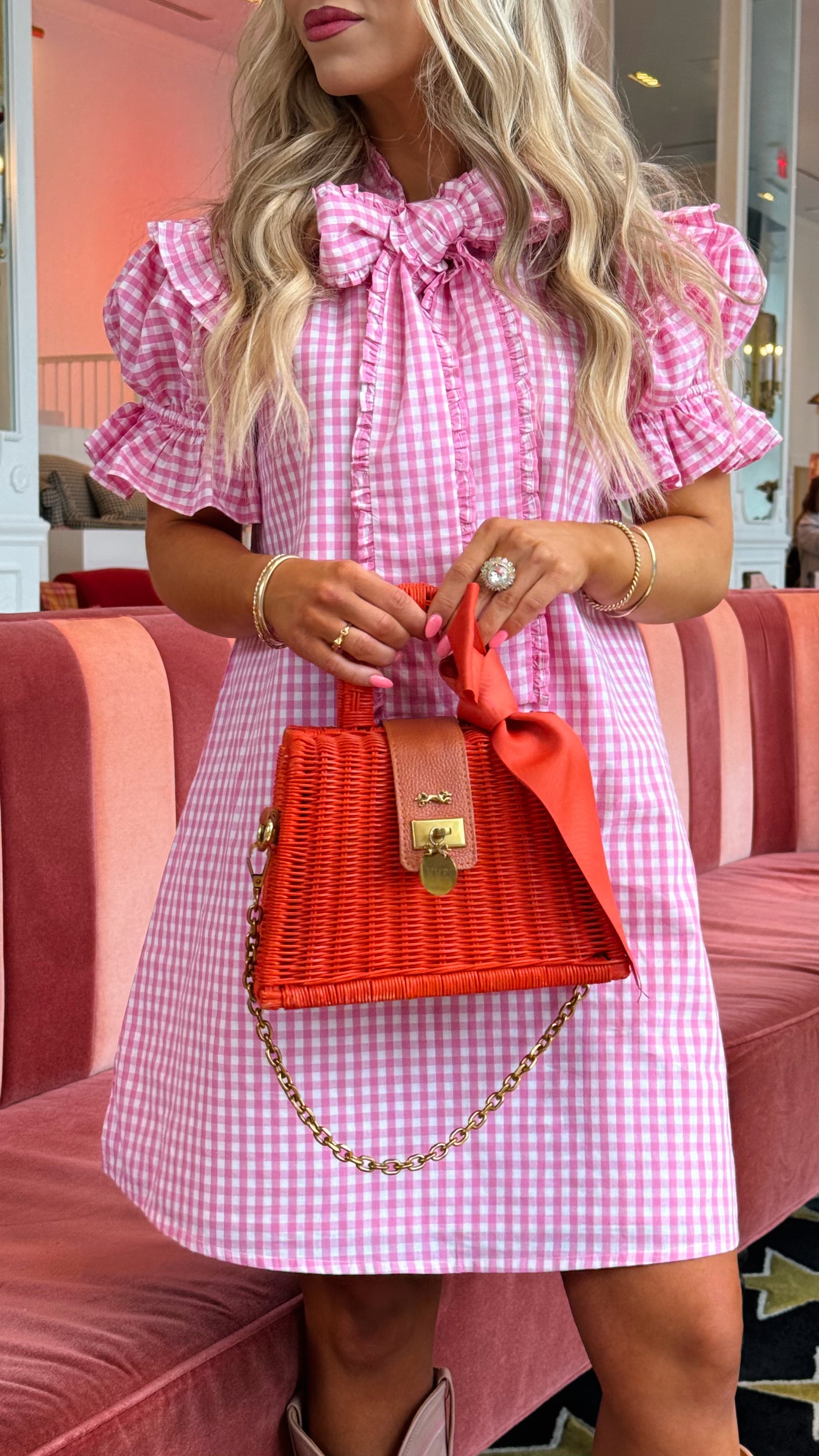 Josie shift dress in hot pink gingham – Elizabeth Wilson Designs