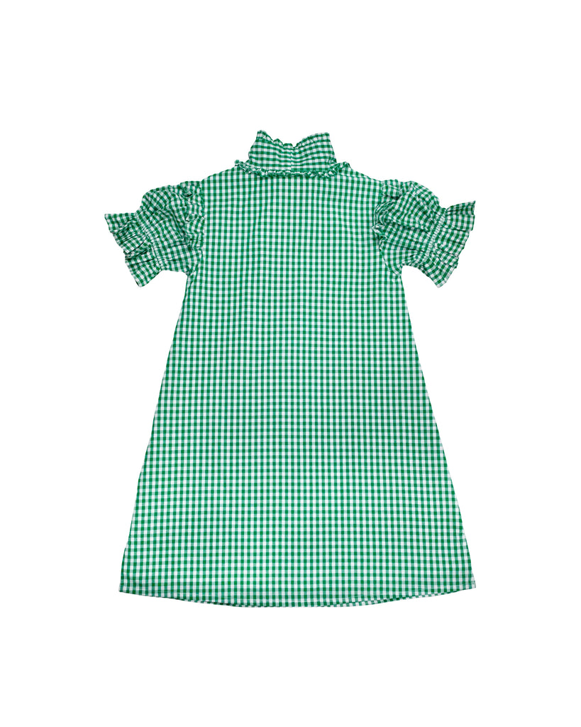 Josie shift dress in kelly green gingham – Elizabeth Wilson Designs