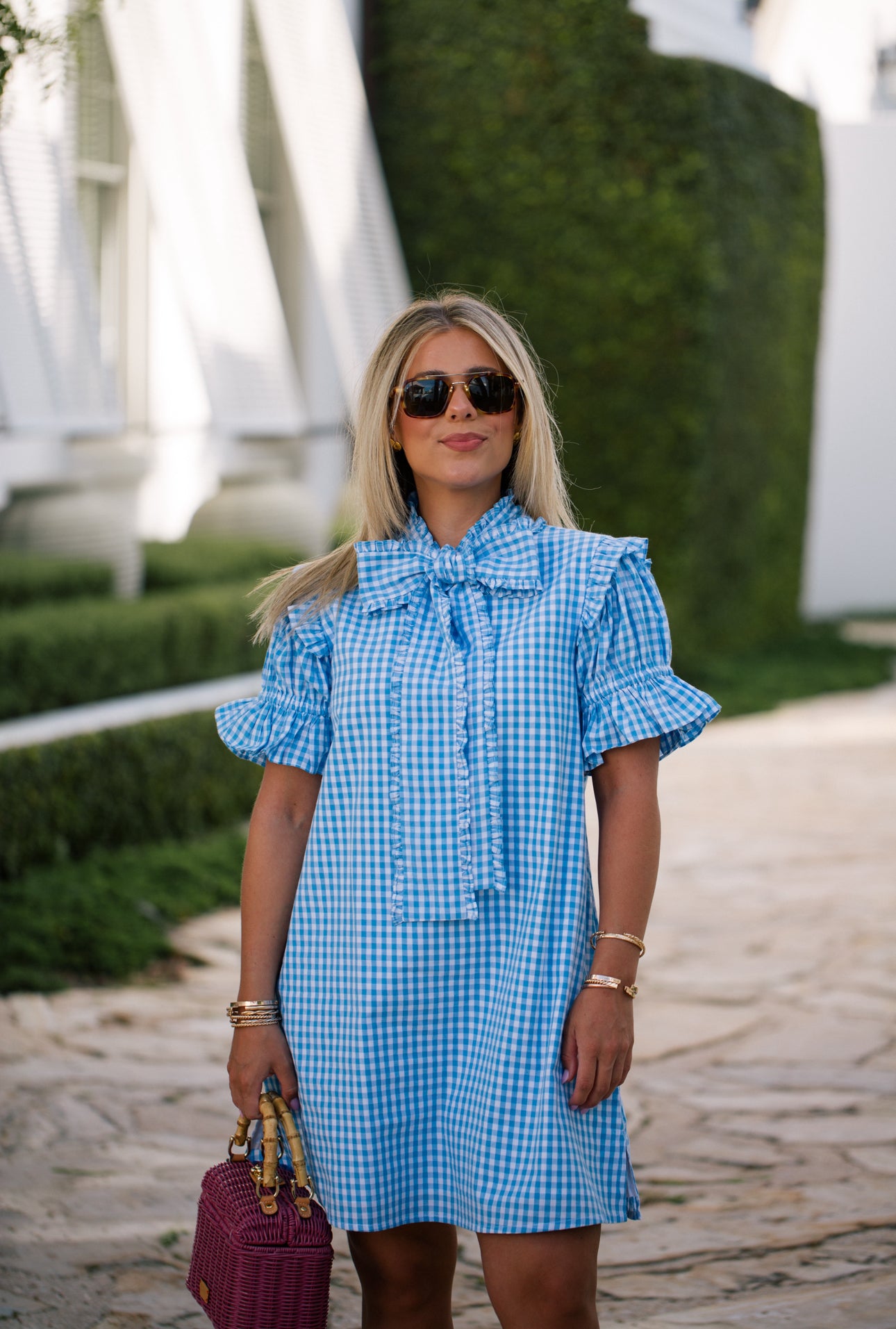 Josie shift dress in blue gingham – Elizabeth Wilson Designs
