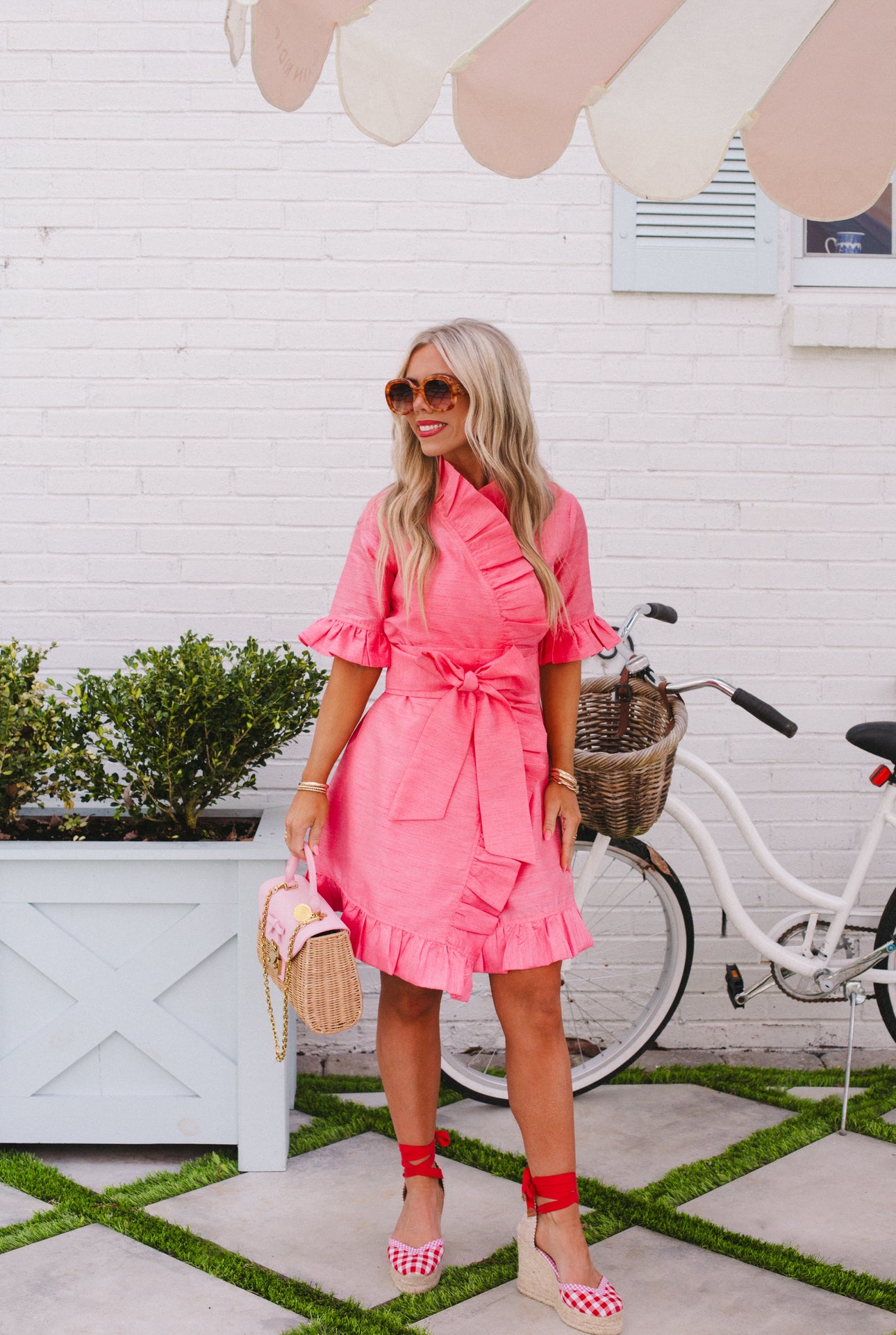 Anne Claire ruffle wrap dress in bubblegum pink – Elizabeth Wilson Designs Anne Claire ruffle wrap dress in bubblegum pink – Elizabeth Wilson Designs