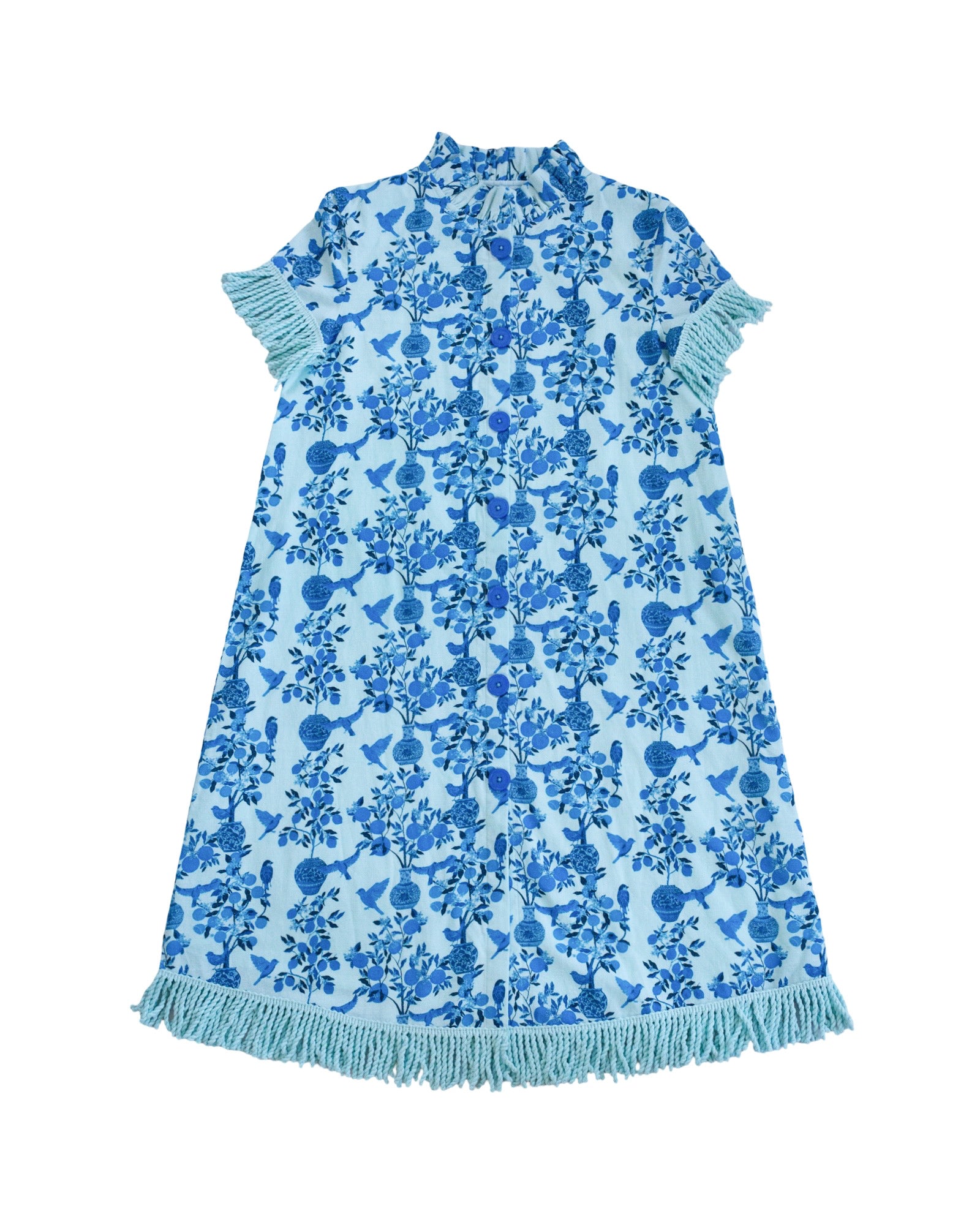 Betty beach midi dress in blue ginger jar linen – Elizabeth Wilson Designs