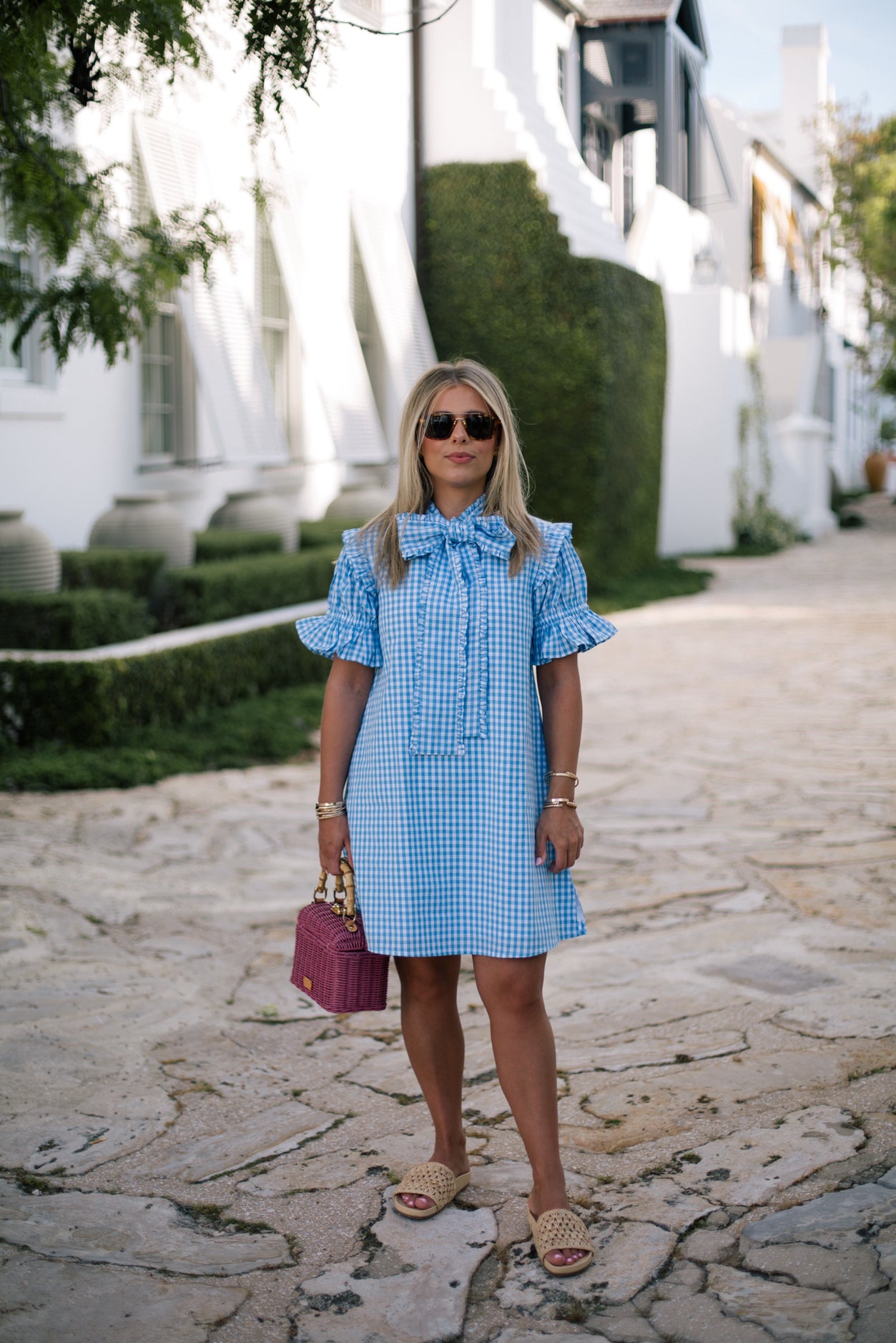 Josie shift dress in blue gingham – Elizabeth Wilson Designs