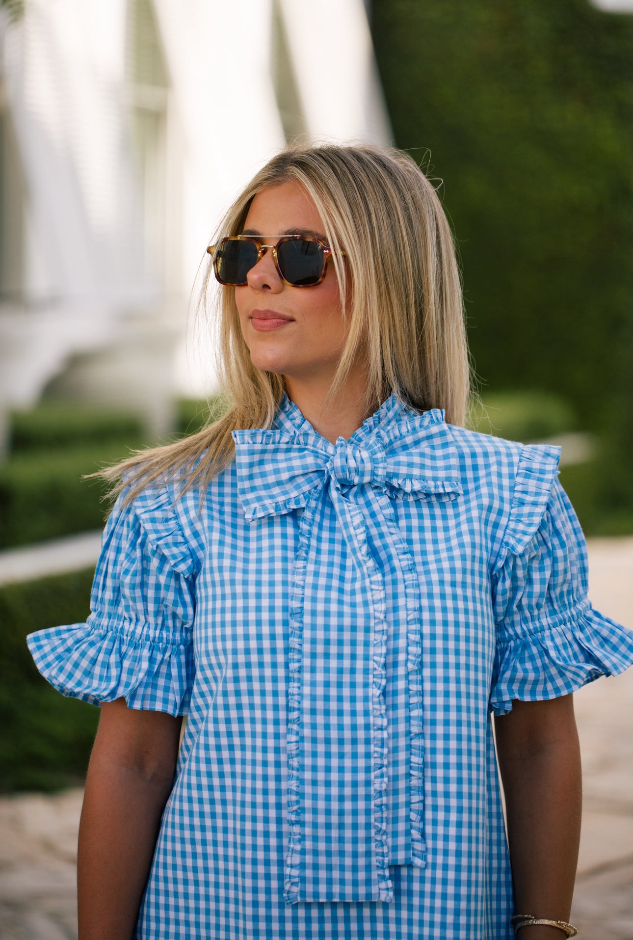 Josie shift dress in blue gingham – Elizabeth Wilson Designs