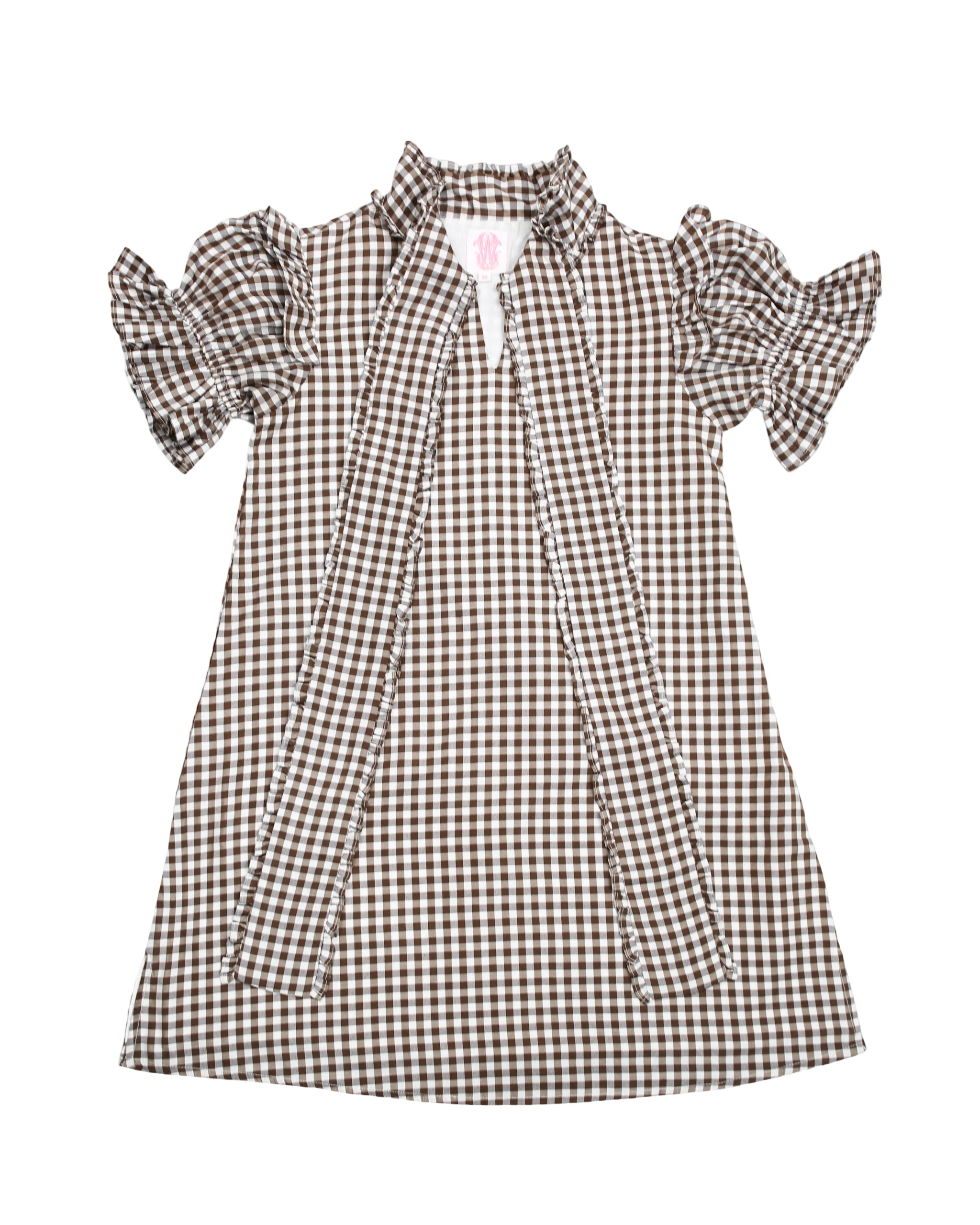 Josie shift dress in chocolate gingham – Elizabeth Wilson Designs