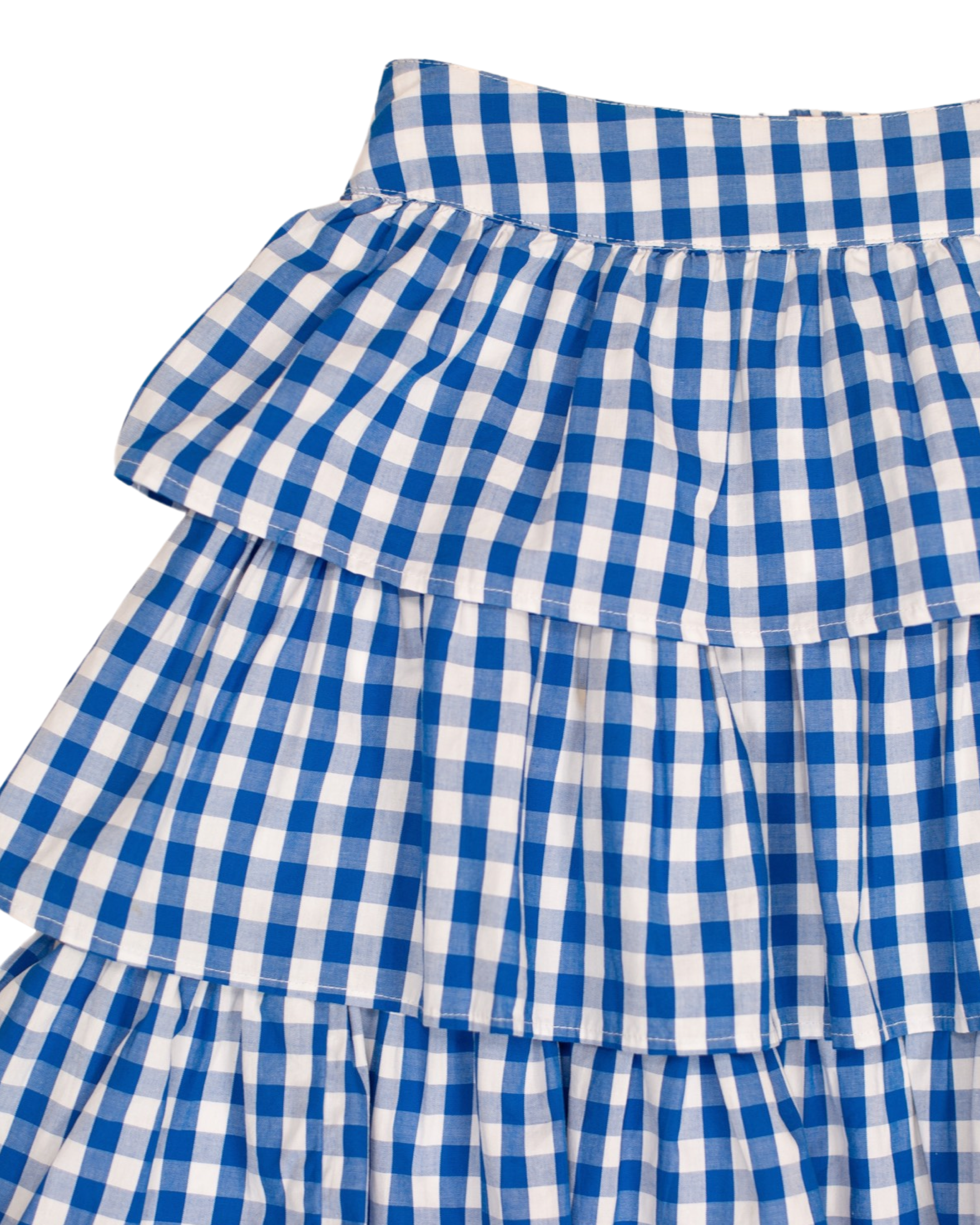 Dorothy skirt in royal blue gingham Elizabeth Wilson Designs
